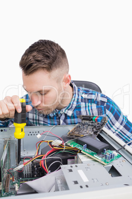 Computer engineer working on cpu