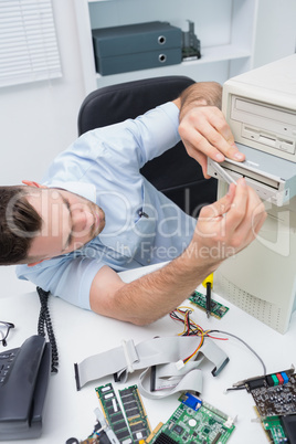 Young it professional working on cpu