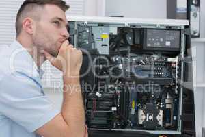 Thoughtful hardware professional by an open cpu