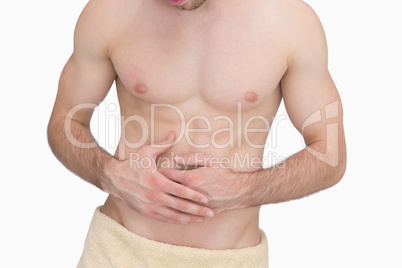 Midsection of man with stomach ache