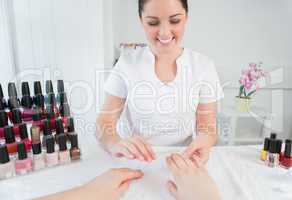 Manicure treatment at nail spa