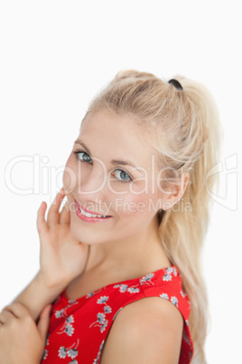 Close-up portrait of a cute woman smiling