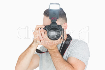 Male photographer with photographic camera