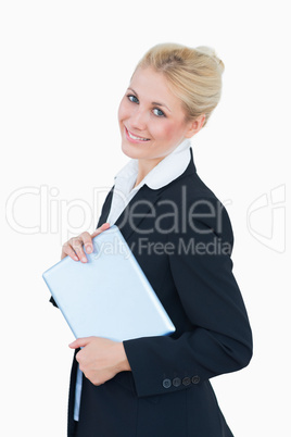 Portrait of business woman with digital tablet