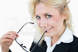 Close-up portrait of cute young business woman