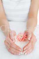 French manicured fingers and flower