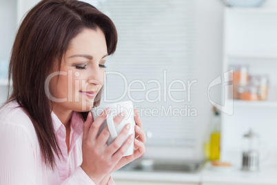 Woman with coffee cup