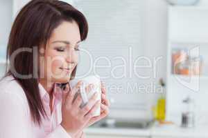 Woman with coffee cup