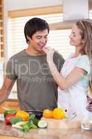 Happy couple in the kitchen