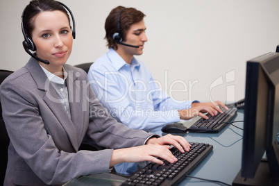 Two call center operators