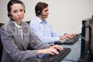 Two call center operators