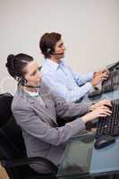 Call center employees at work