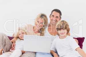 Family using the laptop together