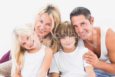 Cute family using the laptop together