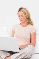 Calm woman using a laptop