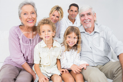 Smiling family posing for a picture