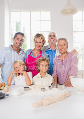 Smiling family preparing to cook