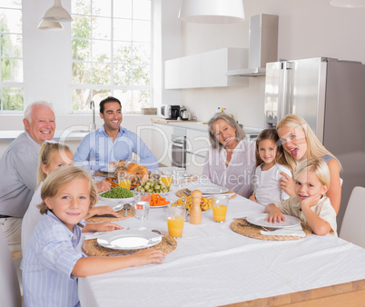 Happy family going to eat