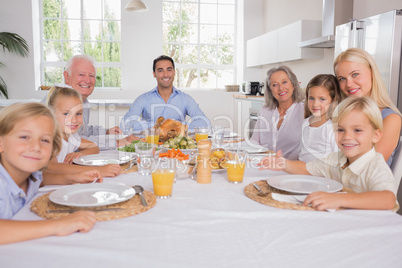 Family celebrating thanksgiving