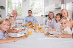 Family celebrating thanksgiving