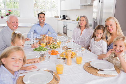 Family sitting for dinner