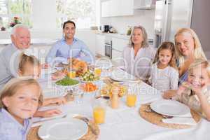 Family sitting for dinner