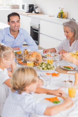 Family eating thanksgiving dinner