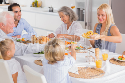 Happy Family eating the thanksgiving dinner