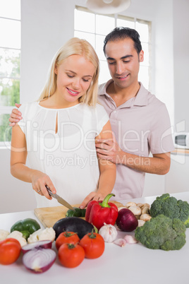 Happy couple preparing the dinner