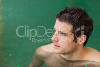 Attractive man in swimming pool