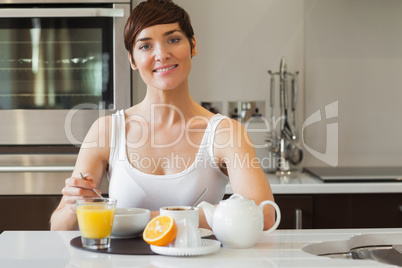 Woman having healthy breakfast