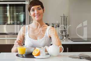 Woman having healthy breakfast