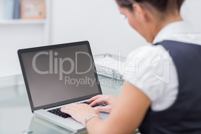 Business worker using laptop at desk