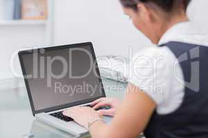 Business worker using laptop at desk