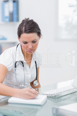 Doctor writing a prescription at clinic