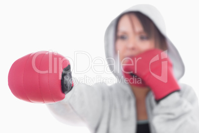 Young woman in boxing stance