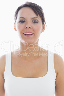 Close-up portrait of an attractive young woman in tank top