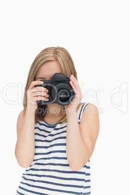 Female photographer with photographic camera