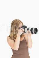 Female photographer with photographic camera