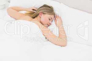 High angle view of beautiful young woman sleeping