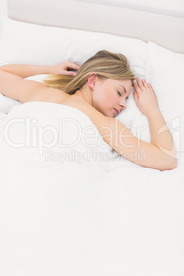 High angle view of pretty woman sleeping