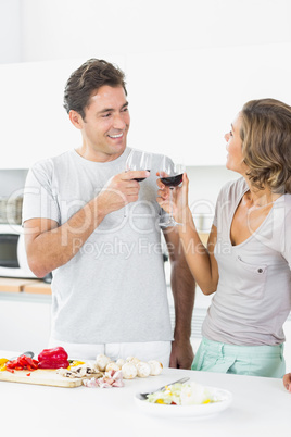 Couple toasting each other