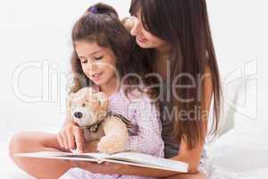 Mother and daughter reading a storybook