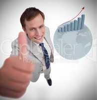 Businessman giving thumb up