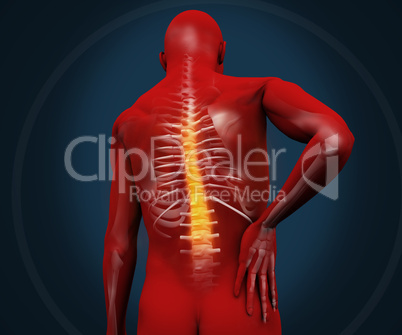 Red digital figure having pain
