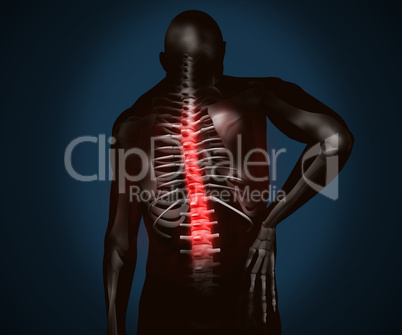 Black digital figure with back pain