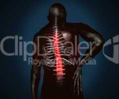 Black digital figure with back pain