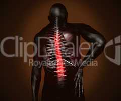 Black digital man with back pain