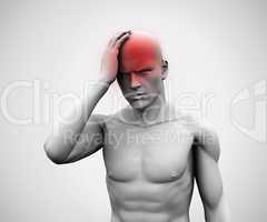 White digital man with headache