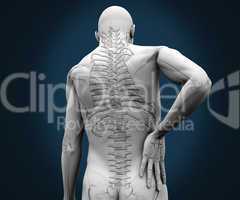 Skeleton having pain on his back